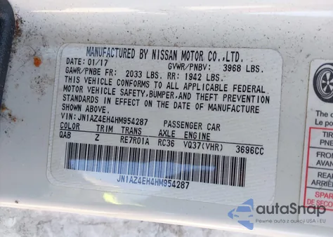 2017 Nissan 370Z Nismo Tech from USA, damaged, VIN JN1AZ4EH4HM954287